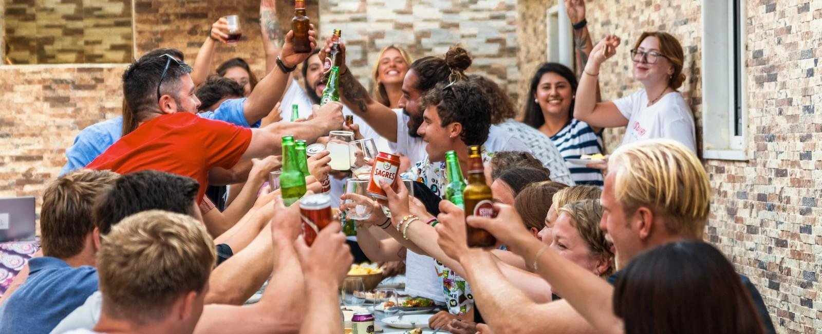 Young people having a blast on a BBQ party